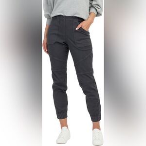Spanx Stretch Twill Cargo Zipper Ankle Washed Black Pull-On Joggers  |  Size:  S